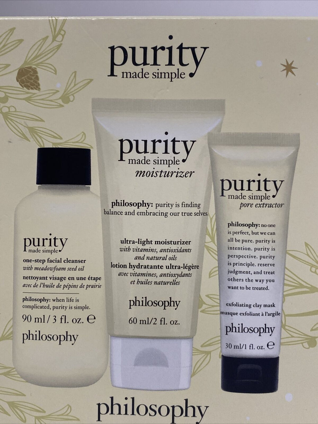 Set - Philosophy Purity Made Simple 90ml Facial Cleanser + 60ml Moisturizer + 30ml Pore Extractor